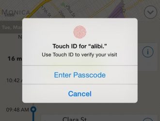 Подтвердите свое местоположение с помощью Touch ID, чтобы получить Алиби