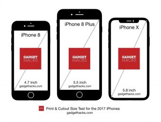 Распечатайте эти вырезы, чтобы увидеть, какой размер iPhone подходит вам