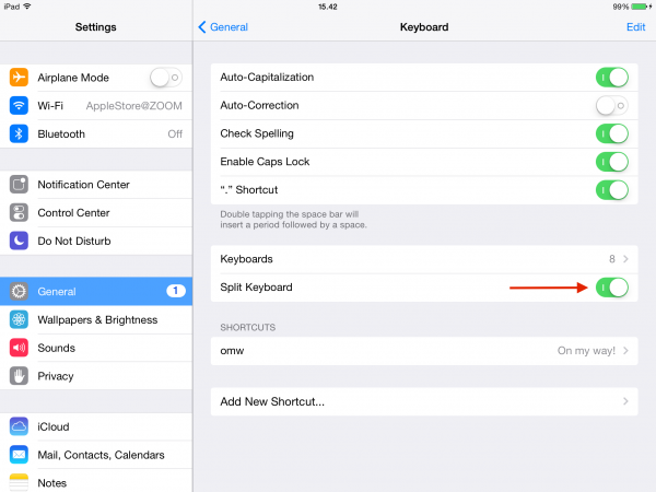 Как разделить клавиатуру на iPad для лучшего набора текста