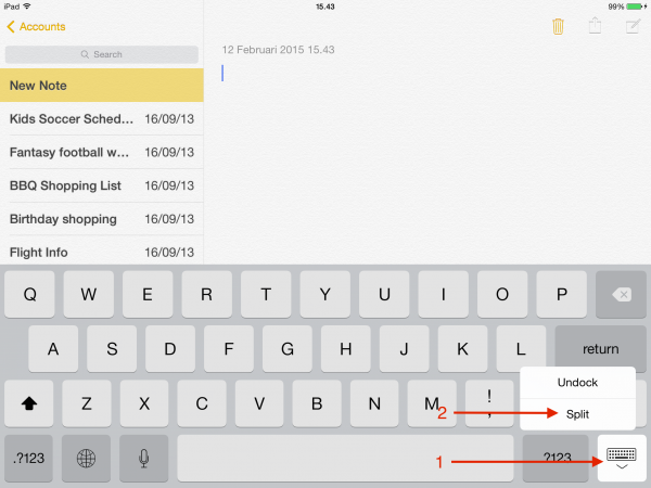 Как разделить клавиатуру на iPad для лучшего набора текста