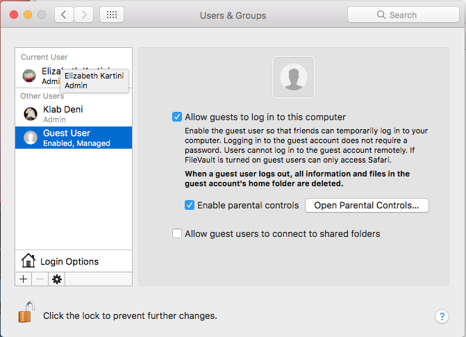 Как создать гостевую учетную запись на Mac